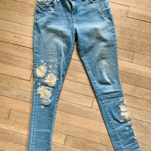 Sundance Women's Embroidered and Distressed Blue Jeans, sz 27, xs